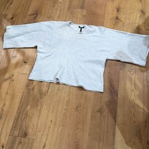 bcbgmaxazria Merino Wool Knit Sweater Medium Large Grey Boxy Dolman Wide Sleeve